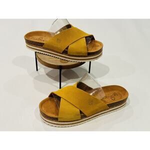 Yokono Women's Shoes Sandals Dark Yellow Suede Leather Size 7.5 SKU#05699